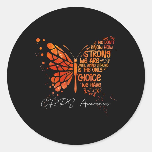 CRPS Butterfly Orange Ribbon CRPS Bewusstsein Runder Aufkleber (Vorderseite)