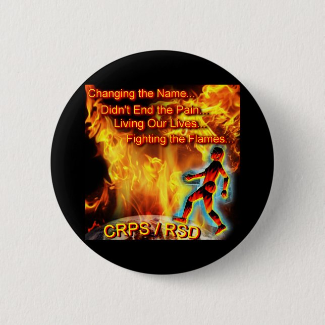 CRPS/RSD, das unsere Leben, die Flammen kämpfend Button (Vorderseite)