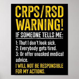 Crps Rsd Warning Crps Awareness Survivor Crps-Warn Poster