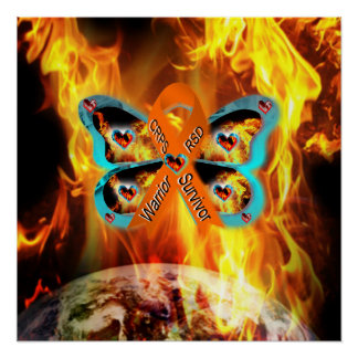 CRPS RSD Warrior Survior Ribbon Butterfly Earth Poster