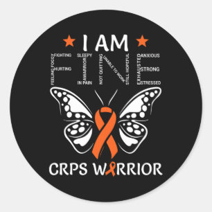 CRPS Warrior I Bin Fine Orange Ribbon Butterfly RS Runder Aufkleber