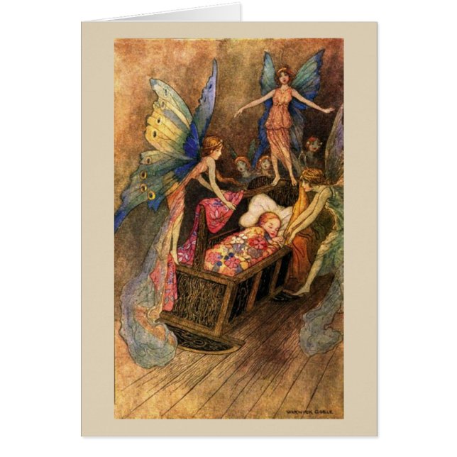Cru - bébé dans le berceau avec des fées, (Devant)