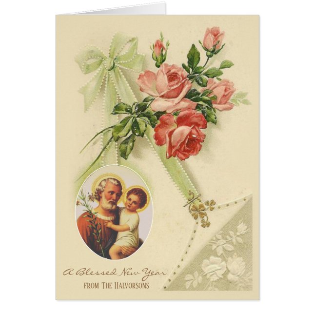 Cru de Jésus St Joseph de bonne année floral (Devant)