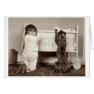 Cru - enfant et chien indiquant des prières,