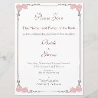 Cru - faire-part de mariage de Nouveau d'art