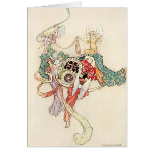 Cru - fées avec le bébé dans le berceau,