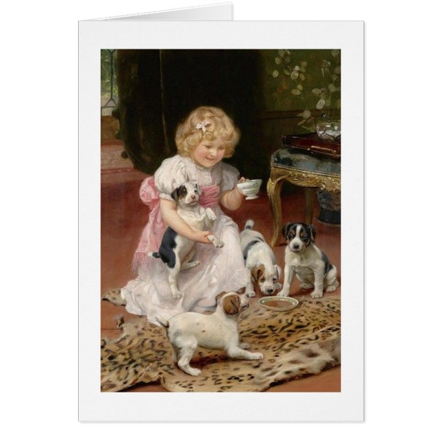Cru - le thé d'un enfant avec ses chiots, (Devant)