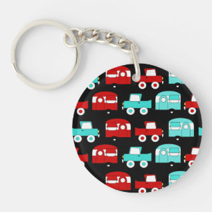 Cru rouge rv de rétro de camping turquoise de