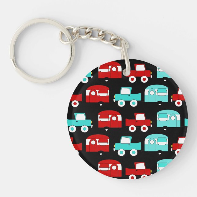 Cru rouge rv de rétro de camping turquoise de (Devant)