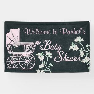Cru, voiture d'enfant, bannière de baby shower