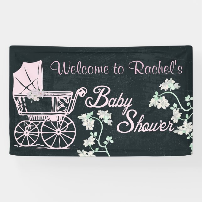 Cru, voiture d'enfant, bannière de baby shower (Horizontal)