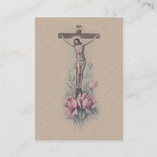Crucified rosa Rosen Christus " IHRE QUER" heilige Visitenkarte (Vorderseite)