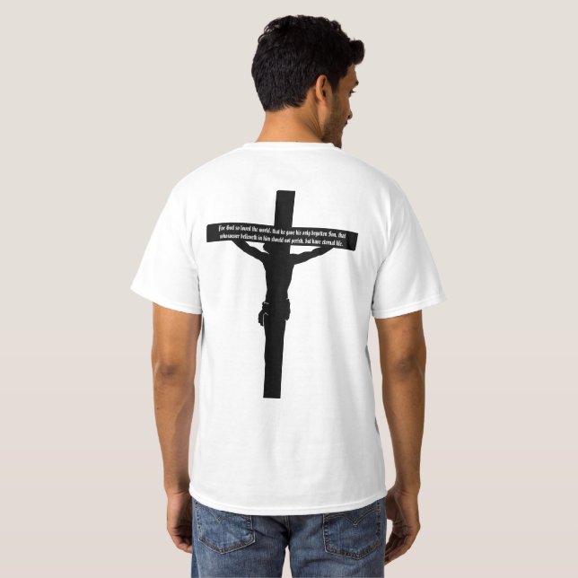 Crucifix de T-shirt de 3h16 de John et de vers dos (Dos entier)