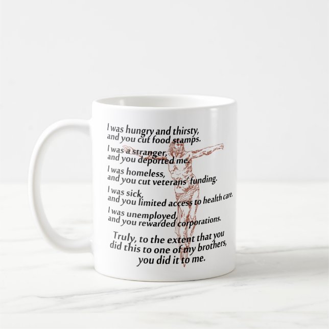 Crucifix der sozialen Gerechtigkeit Kaffeetasse (Links)