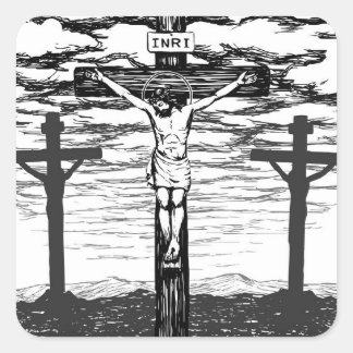 Crucifixation Illustration Quadratischer Aufkleber