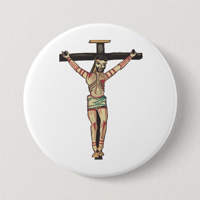 Crucifixe Jesus Christus Cross Wasserfarbe Kunst Button (Vorderseite)