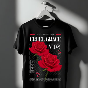Cruel Grace Rote Rosen Gothic Grafik T-Shirt