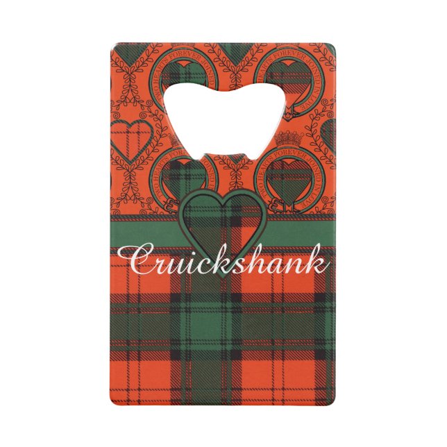 Cruickshank Clan karierter schottischer Kilt Geldbeutel Flaschenöffner (Vorderseite)