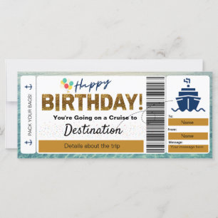 Cruise Boarding Pass Happy Birthday Ticket