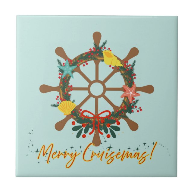 Cruise Christmas Nautical Fliese (Vorderseite)