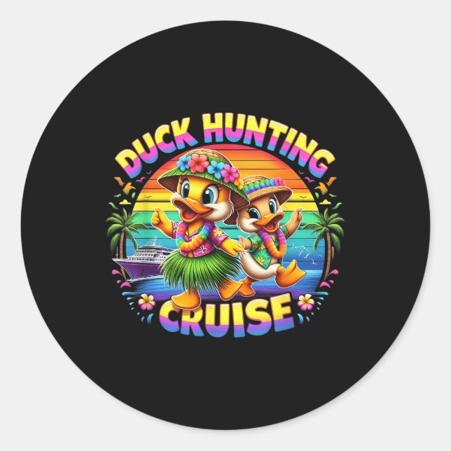 Cruise Hunter Rubber Duckie Summer Boat Vacay Duck Runder Aufkleber (Vorderseite)
