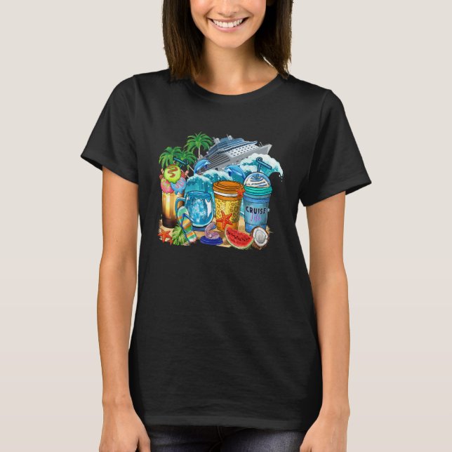 Cruise Life Coffee Cups Summer Vibes Holiday Vacat T-Shirt (Vorderseite)