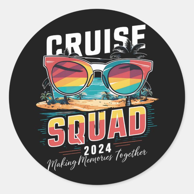 Cruise Squad 2024 Sommerferien Matching Family Runder Aufkleber (Vorderseite)