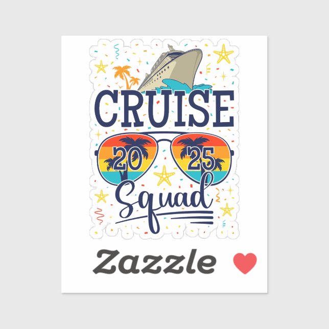 Cruise Squad 2025 Cruising Vacation Vinyl Aufkleber (Blatt)