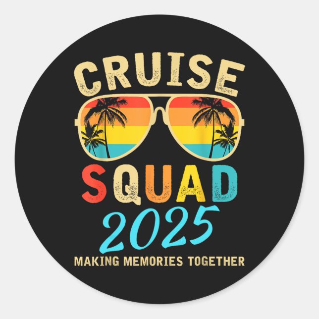 Cruise Squad 2025 Sommerferien Matching Family Runder Aufkleber (Vorderseite)