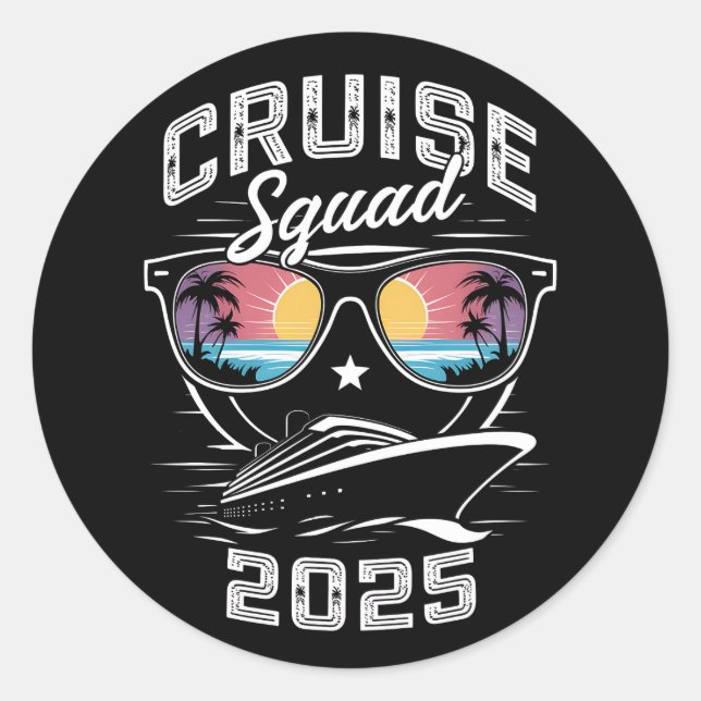 Cruise Squad 2025 Sommerferien Matching Family Runder Aufkleber (Vorderseite)