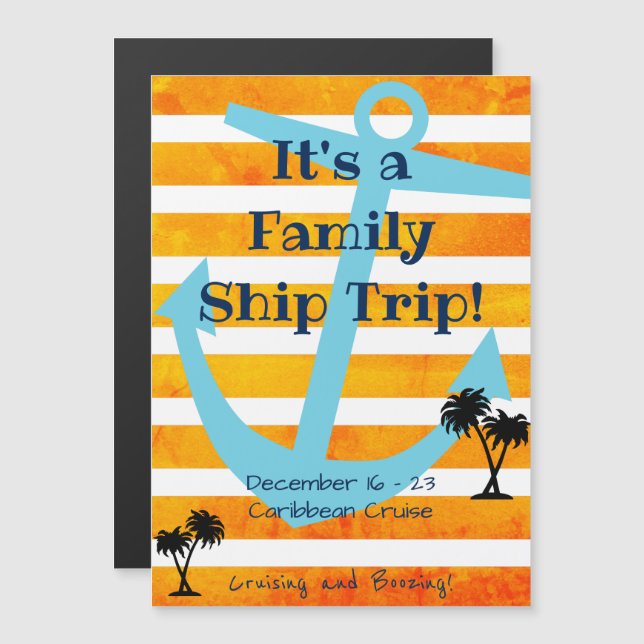 Cruise Stateroom Door Magnet Orange Hintergrund (Vorne/Hinten)