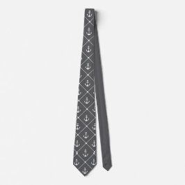 Cruise Wedding Nautical Anchor Muster Grau Krawatte