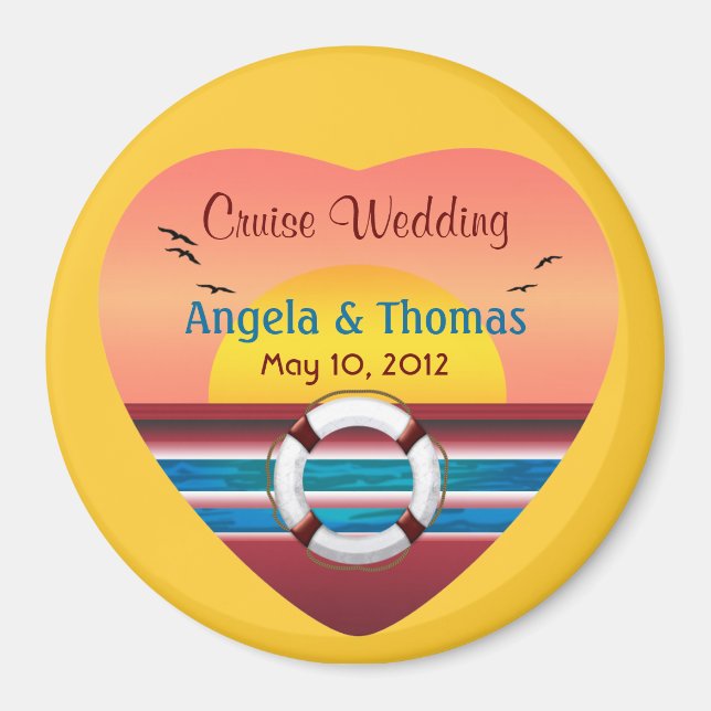 Cruise Wedding Personalized Round Favor Magnet (Vorne)