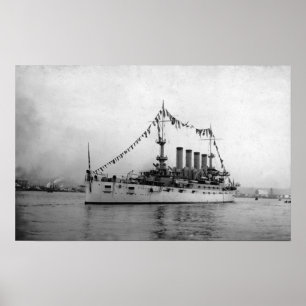 Cruiser Washington in Seattle Harbour verankert Poster