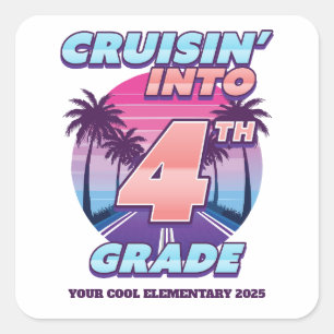 Cruisin 'Back to School 4. Klasse Quadratischer Aufkleber