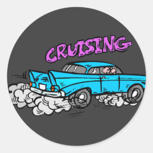 Cruisin Frisierte Auto Runder Aufkleber