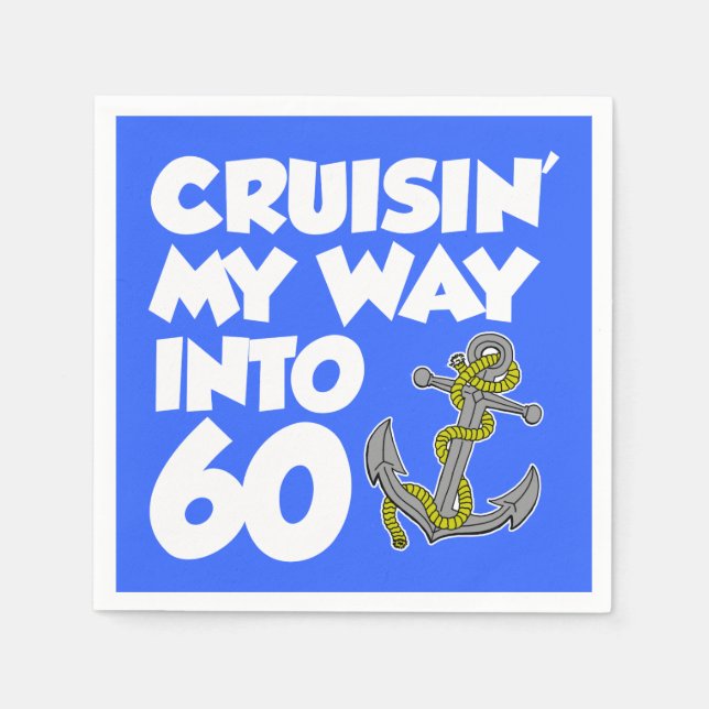 Cruisin My Way Into 60 Bootsdenkmal Party Napkins Serviette (Vorderseite)