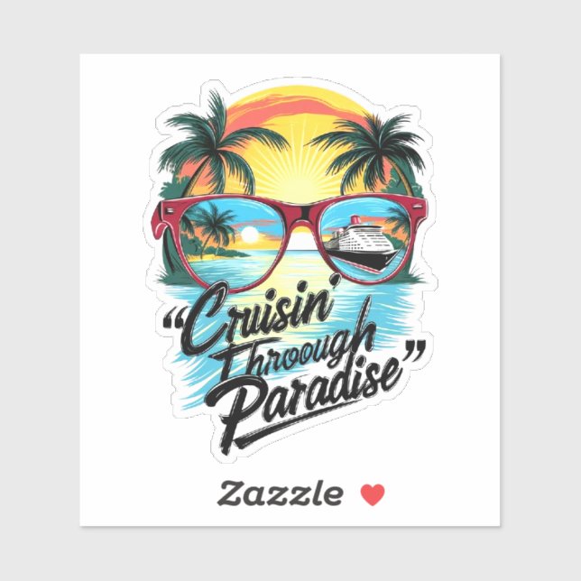 Cruisin’ Through Paradise: Tropical Escape Vibes Aufkleber (Blatt)