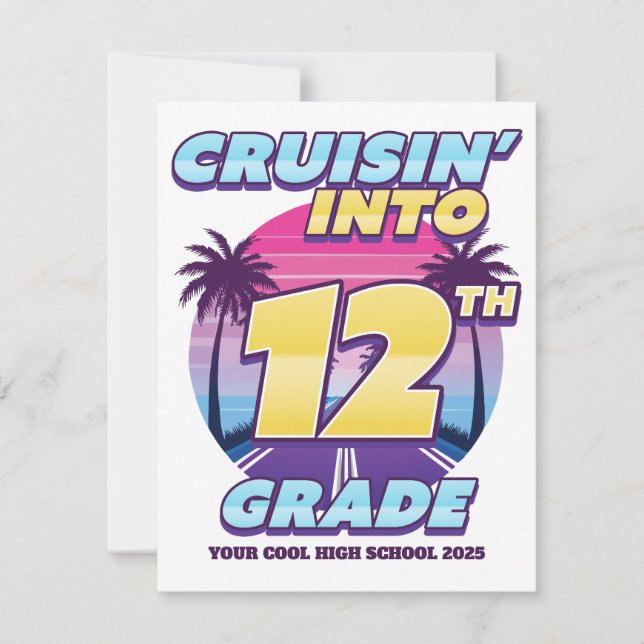 Cruisin’ Zurück zur Schule 12. Klasse Mitteilungskarte (Vorderseite)