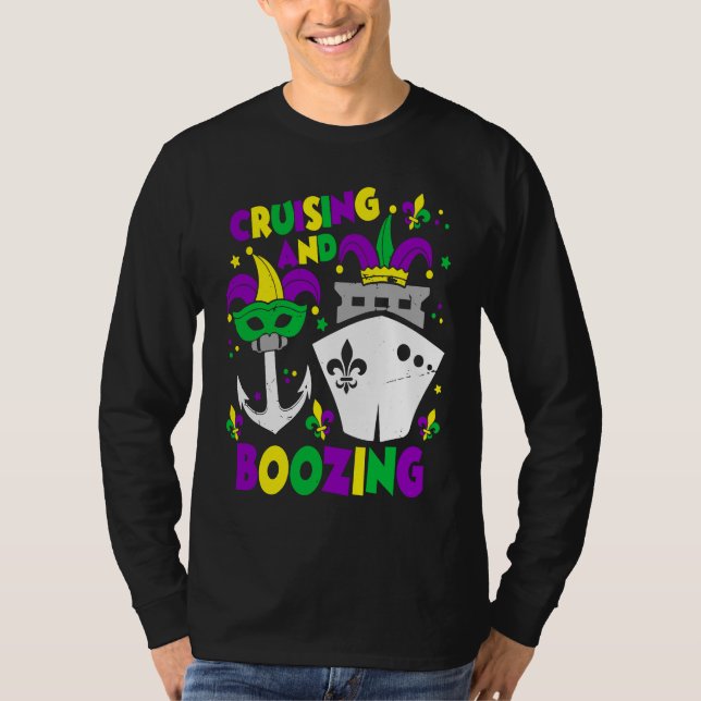 Cruising And Boozing Mardi Gras Cruise Matching Fa T-Shirt (Vorderseite)