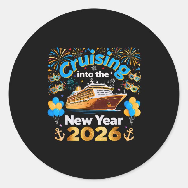 Cruising Into 2026 New Year’s Eve Cruise Vacation  Runder Aufkleber (Vorderseite)
