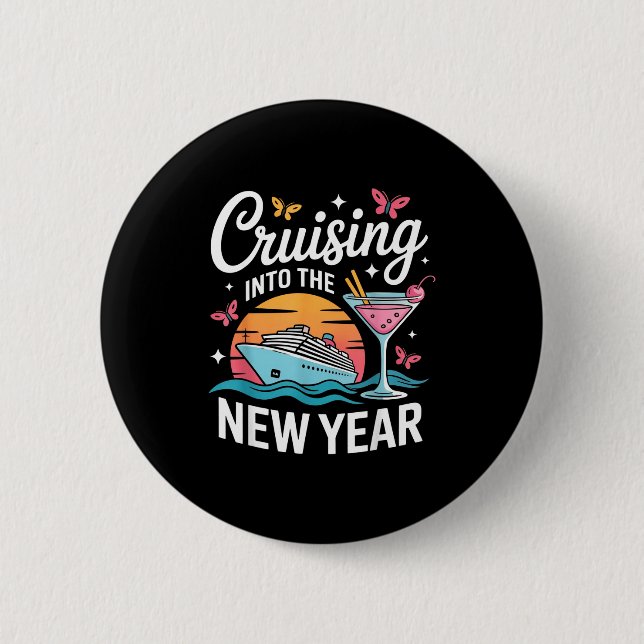 Cruising Into 2026 New Years Eve Party Matching Fa Button (Vorderseite)