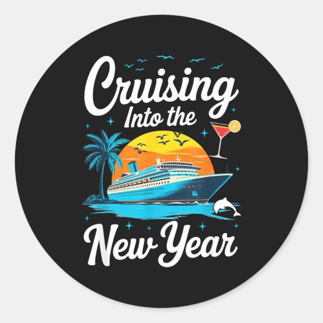 Cruising Into 2026 New Years Eve Party Matching Fa Runder Aufkleber (Vorderseite)