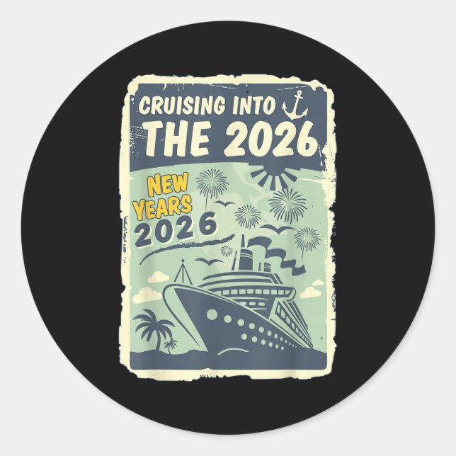 Cruising Into 2026 New Years With Family Friends E Runder Aufkleber (Vorderseite)