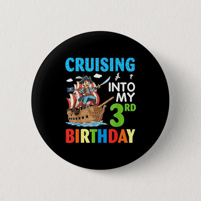 Cruising Into My 3rd Birthday Rate Little Boy 3 Ye Button (Vorderseite)