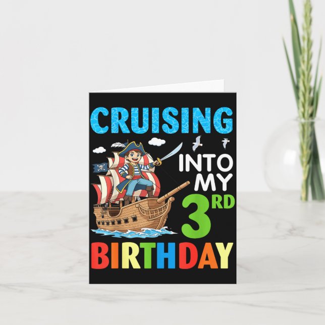 Cruising Into My 3rd Birthday Rate Little Boy 3 Ye Karte (Vorderseite)