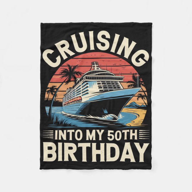 Cruising Into My 50th Birthday Trip Vacation Cruis Fleecedecke (Vorderseite)