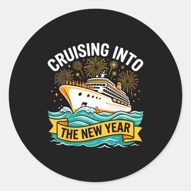 Cruising Into The New Year 2026 Cruise Squad  Runder Aufkleber (Vorderseite)
