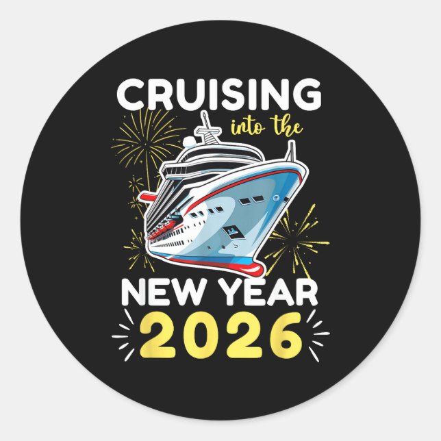 Cruising Into The New Year 2026  Runder Aufkleber (Vorderseite)