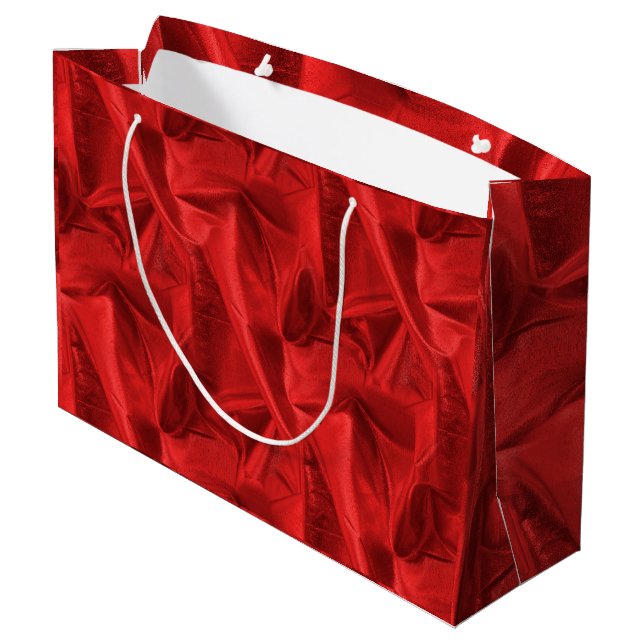 Crumpled Red Lame' Metallisches Foto Große Geschenktüte (Rückseite Schrägansicht)